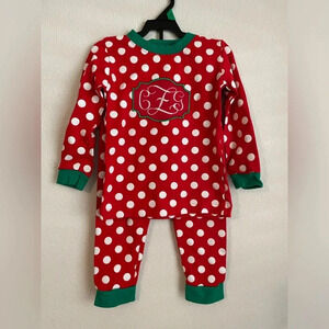 Toddler girls red and green polka dot long sleeve pajama set 4T